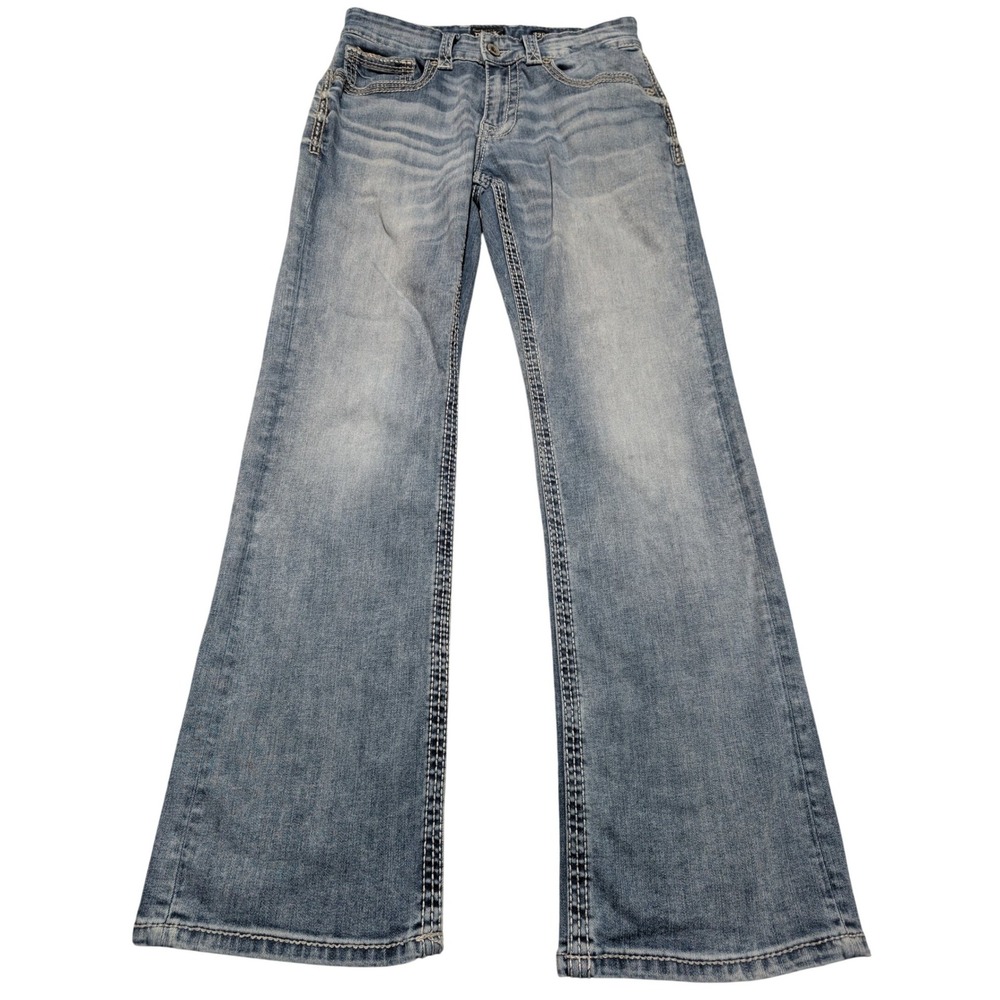 Buckle Black Jeans Womens 32R Blue Fit No 9‎ Bootleg Coolmax Thick Stitch Denim